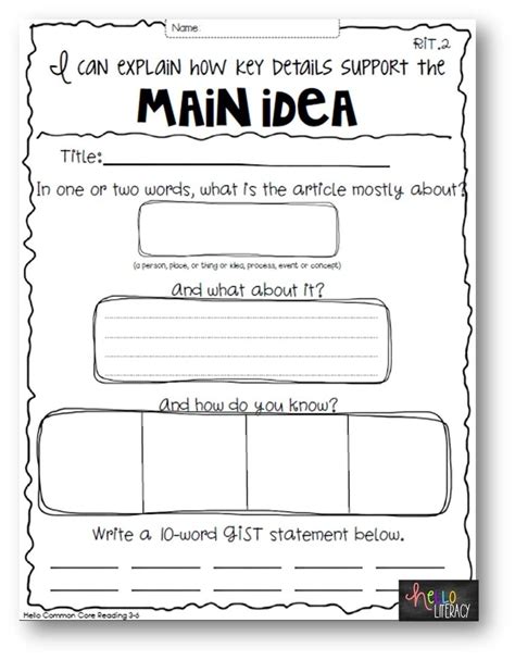 Identifying The Main Idea And Supporting Details Worksheets