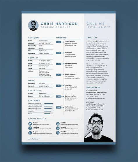 10 Fresh Free Resume / CV Design Templates 2018 in Word, PSD, Ai & INDD ...