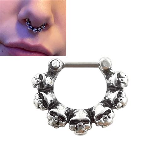 JHJT-16G-Skull-Nose-Piercing-Septum-Nose-Ring-Surgical-Stainless-Steel ...