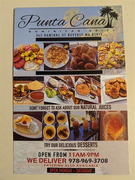 Menu at Punta Cana Dominican Restaurant, Beverly