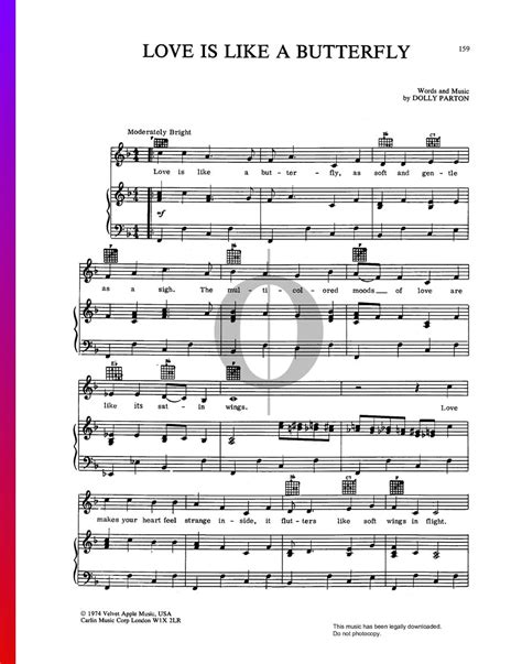 Love Is Like A Butterfly (Dolly Parton) Piano Sheet Music - OKTAV