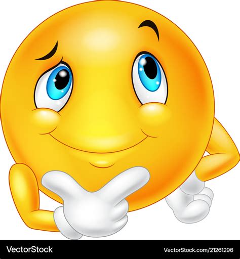 Emoticon happy face are thinking and posing Vector Image