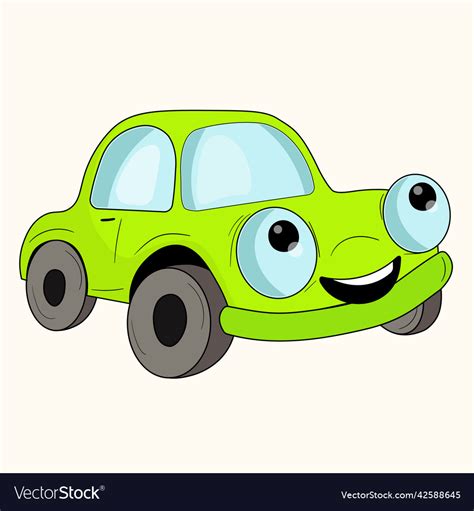 Cute green car kids toy cartoon transport retro Vector Image