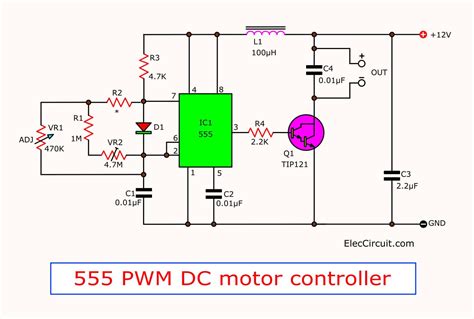 555 PWM DC motor controller circuit - ElecCircuit.com