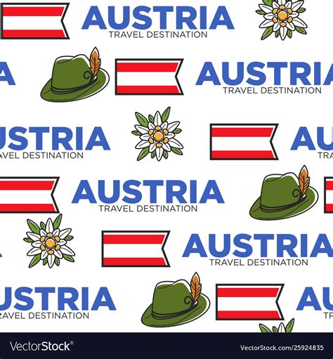 National flag hat and flower austrian symbols Vector Image