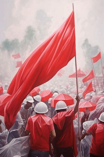 Premium AI Image | a painting of a group of men in red and white suits ...