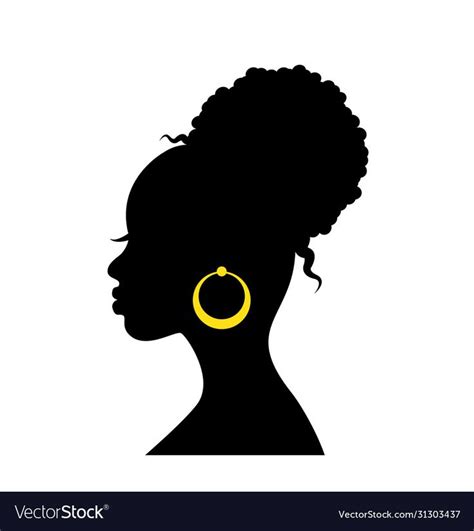 Black silhouette head an african woman vector image on VectorStock in 2022 | Silhouette head ...