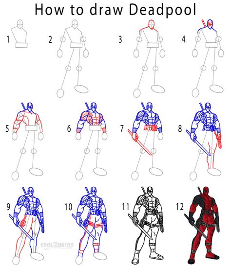 How to Draw Deadpool (Step by Step Pictures) | Cool2bKids