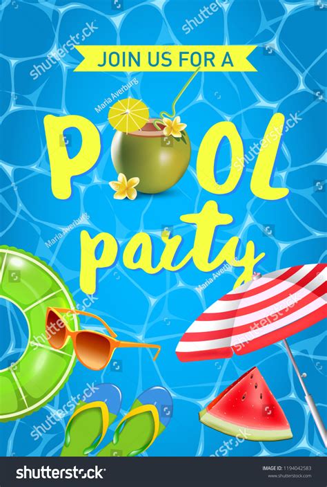 Pool Party Invitation Vector Illustration Top Stock Vector (Royalty ...