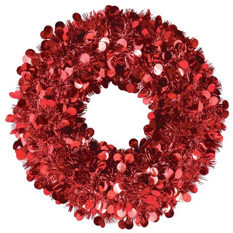 Amscan 17 in. Red Tinsel Wreath (2-Pack)-240607 - The Home Depot