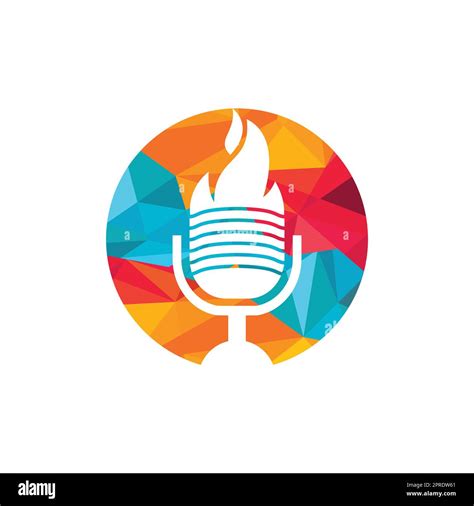 Fire Podcast logo design template. Flame fire podcast mic logo vector icon illustration Stock ...