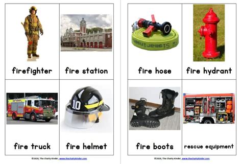 Fire Safety Firefighter Vocabulary Word Cards (with real photos!) - The Chatty Kinder