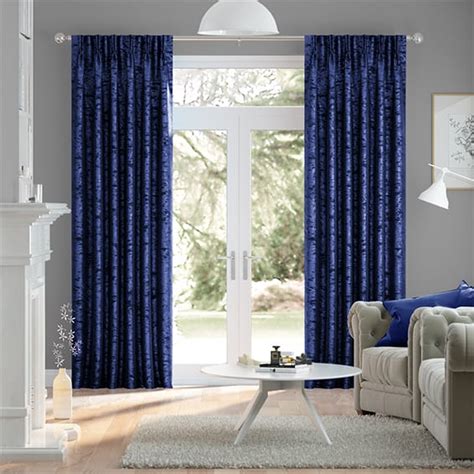 Navy Crushed Velvet Curtains, Stunning Blue Velvet Curtains By Tuiss™