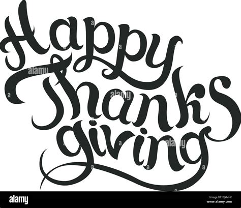 Happy thanksgiving brush hand lettering, isolated on white background. Calligraphy vector ...