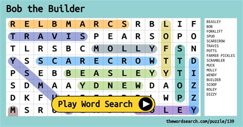 Bob the Builder Word Search