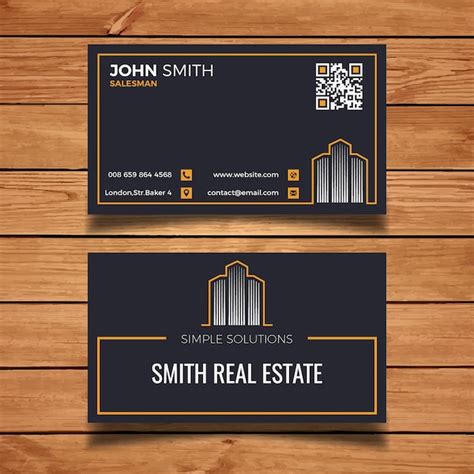 Free Vector | Dark real estate visit card