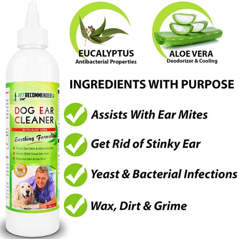 Vet Recommended Dog Ear Cleanser With Natural Aloe Vera for Dog Ear Infection. Perfect Dog Ear C ...