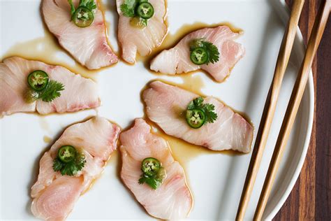 Yellowtail Sashimi with Serrano & Ponzu - Cooking with Cocktail Rings