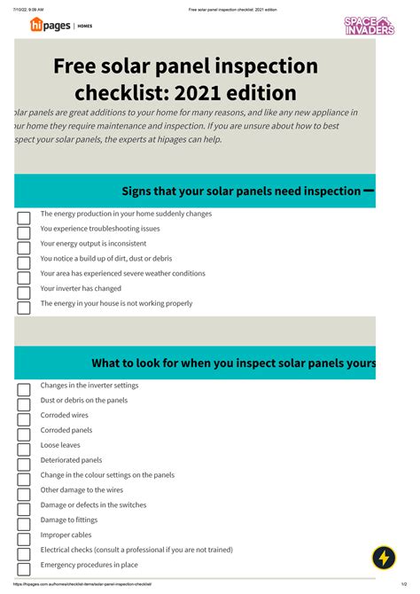 Free solar panel inspection checklist 2021 edition - - Studocu