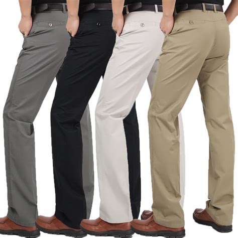 Men's Clothing Casual Pants Cotton Formal Trousers Chinos Pants Fashion Business Classic Solid ...