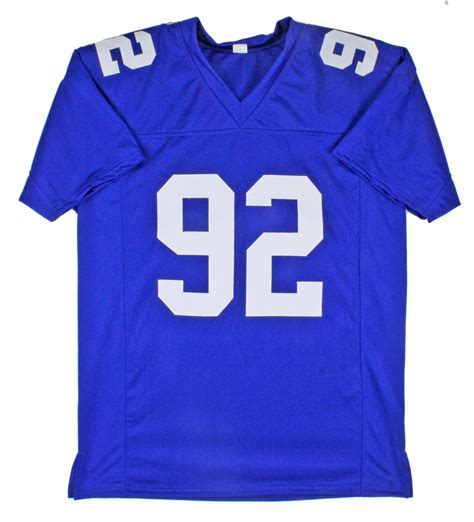 Giants Michael Strahan Authentic Signed Blue Jersey Autographed BAS ...