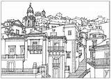 Adult Coloring Pages Architecture sketch template