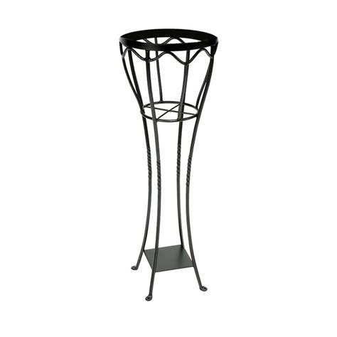 ACHLA Designs Verandah 40.5-in Black Indoor/Outdoor Round Wrought Iron Plant Stand at Lowes.com