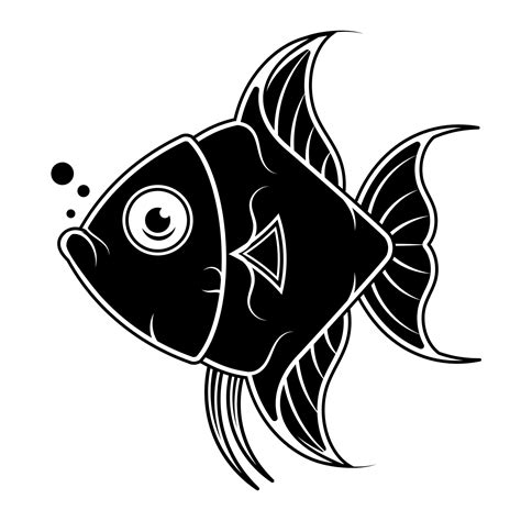 Fish silhouette, vector black and white. Fish Scalar. Vector 3232983 Vector Art at Vecteezy