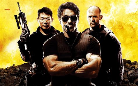 Epic HD Wallpaper of The Expendables: Jet Li, Stallone, and Statham