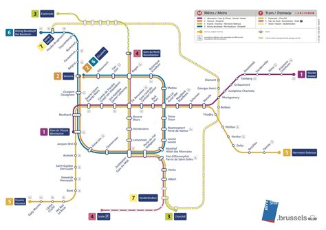 Map of Brussels metro: metro lines and metro stations of Brussels