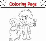 Coloring page sculptor Boy Holding Chisel Hammer 36482448 Vector Art At  sketch template
