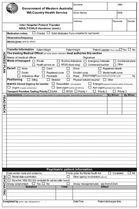 8 Patient Transfer Form Template - Template Guru