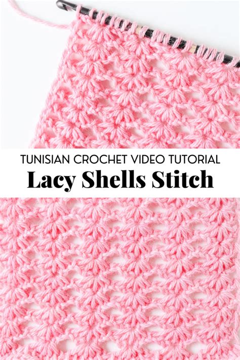 TL Yarn Crafts - How to Crochet the Tunisian Crochet Lacy Shells Stitch ...