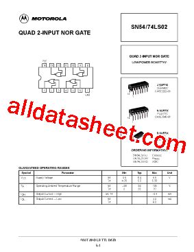 SN54-74LS02 Datasheet(PDF) - ON Semiconductor