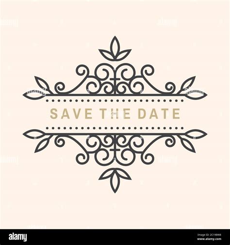 Wedding invitation card template. Vector illustration. Thin line geometric badge. Outline icon ...