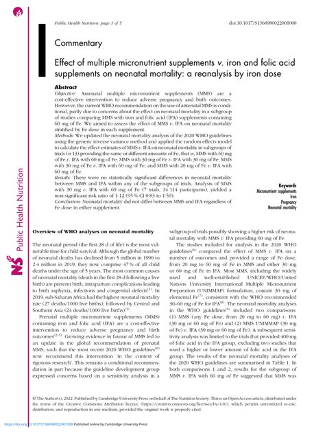 (PDF) Effect of multiple micronutrient supplements v . iron and folic ...