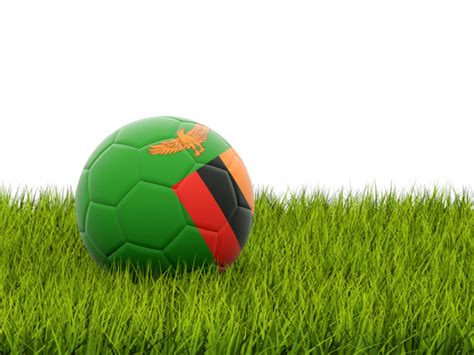 Football in grass. Illustration of flag of Zambia