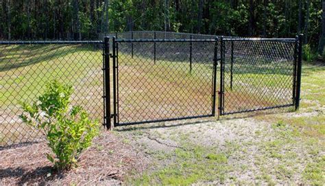 Residential Black Chain Link Double Drive Gate – America's Fence Store