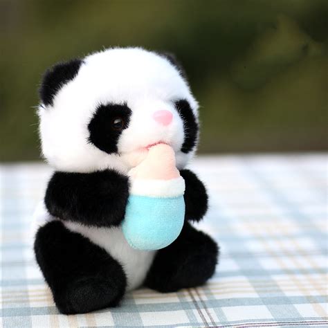 Baby Panda Toy with Milk Bottle, 5.5" Cute Baby Panda Stuffed Animal