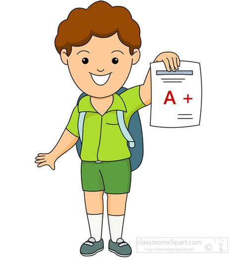 School Clipart - student-showing-his-good-grade - Classroom Clipart