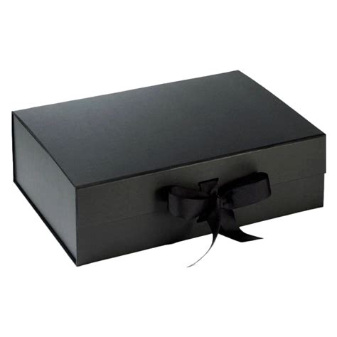 Black Gift Box With Ribbon 260x190x80mm – Crystal Mailing