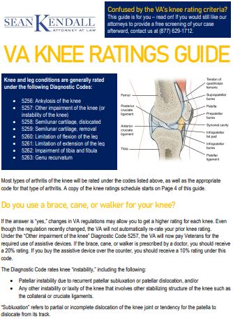 VA Knee Rating Guide | Sean Kendall