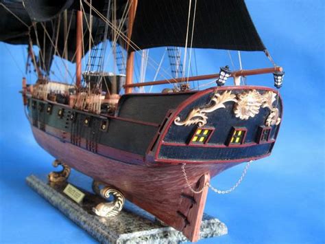 Buy Wooden Caribbean Pirate Ship Model 26in - White Sails - Model Ships