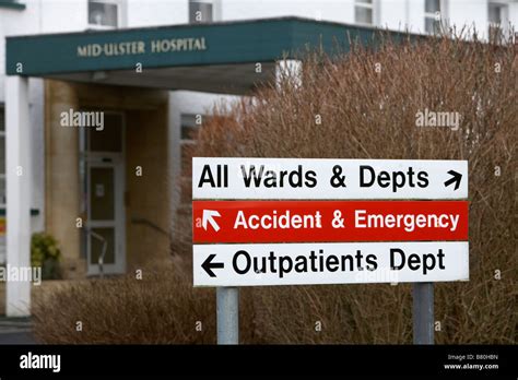 directions sign outside entrance to the NHS mid ulster hospital at ...