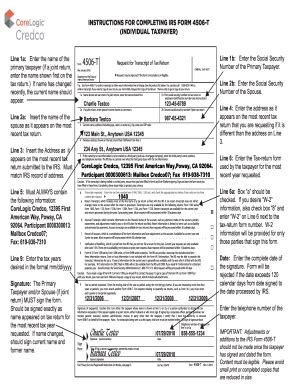 IRS Form 4506 T Printable