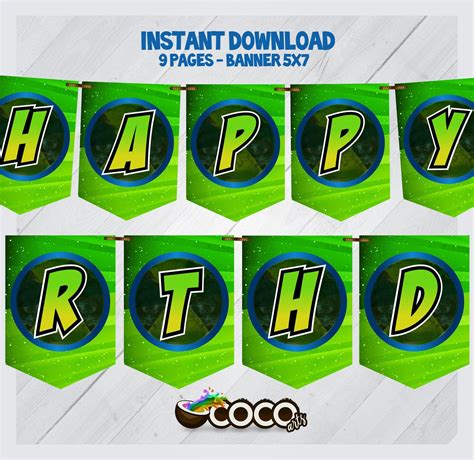 Ben 10 Happy Birthday Banner. Ben 10 Banner. INSTANT Download Ben 10 Banner. Be… | Happy ...