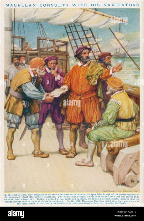 Magellan And His Crew Stock Photo - Alamy