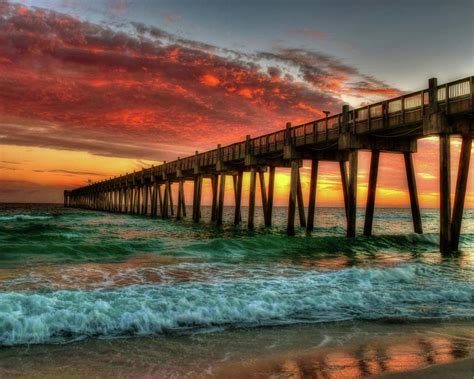 Pensacola Beach Pier Sunset Photograph by Joseph Rainey