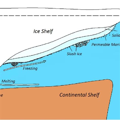 Melting and freezing of ice below an ice shelf. | Download Scientific ...