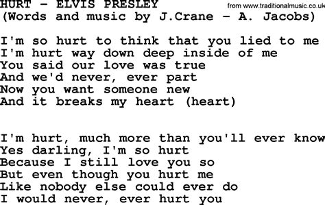 Hurt by Elvis Presley - lyrics